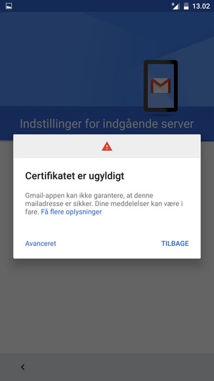 Vælg TILBAGE