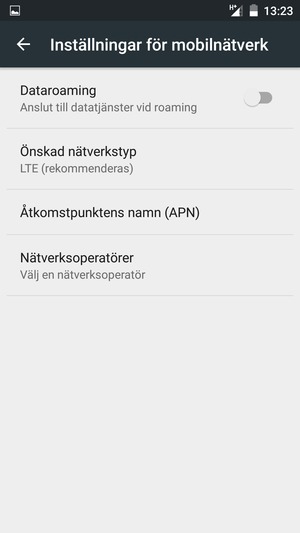 Välj Önskad nätverkstyp