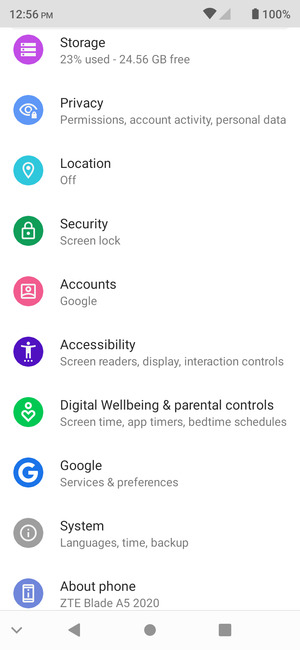 Scroll to and select System