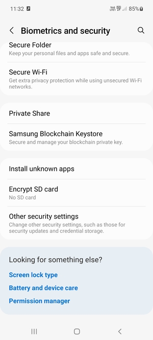 Scroll to and select Other security settings