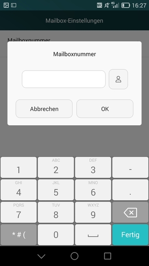 Geben Sie die Mailboxnummer ein und wählen Sie OK