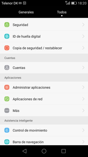 Desplácese y seleccione Copia de seguridad / restablecer