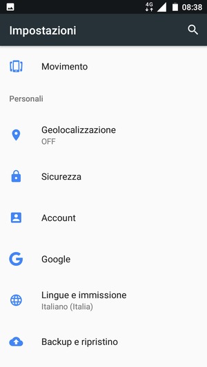 Torna al menu Impostazioni e seleziona Account