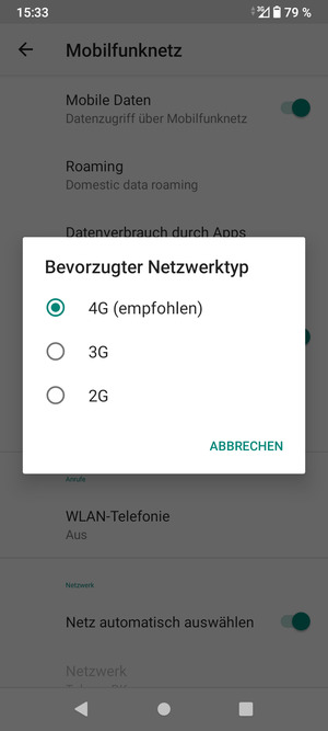 Wählen Sie die gewünschte Option