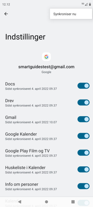 Vælg Synkroniser nu