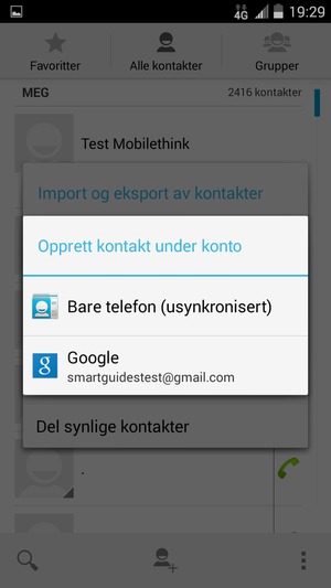 Velg din Google-konto