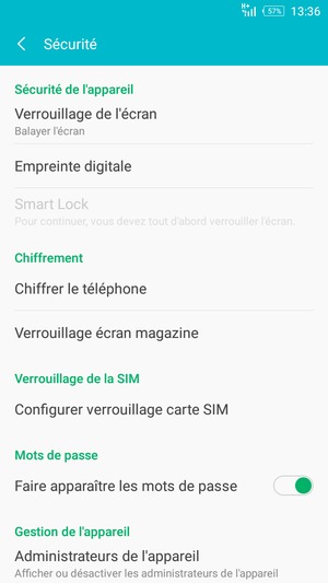 Sélectionnez Configurer verrouillage carte SIM