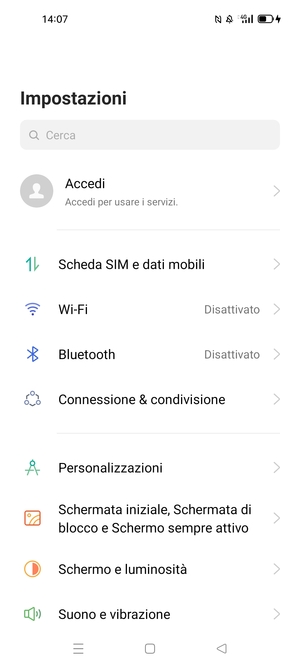 Seleziona Scheda SIM e dati mobili