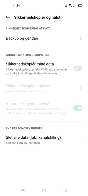 Aktiver Sikkerhedskopiér mine data