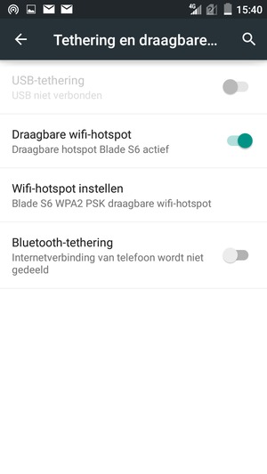 Uw telefoon is nu geïnstalleerd voor gebruik als modem
