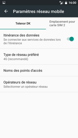 Activer ou désactiver Itinérance des données