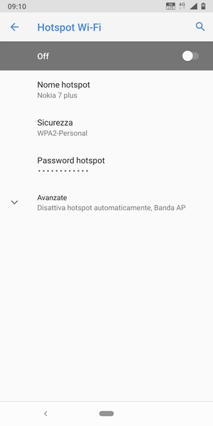 Seleziona Password hotspot