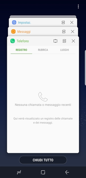 Seleziona CHIUDI TUTTO