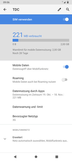 Wählen Sie Bevorzugter Netztyp