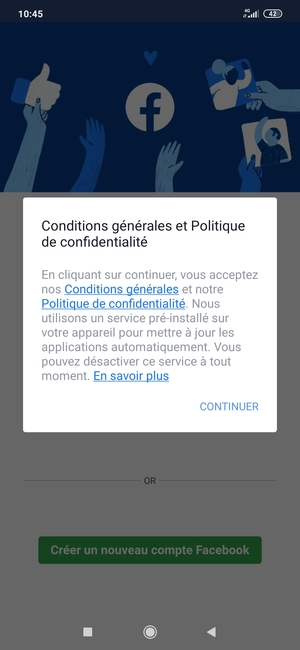 Sélectionnez CONTINUER