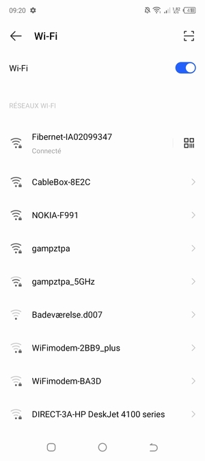 Vous êtes maintenant connecté au réseau Wi-Fi