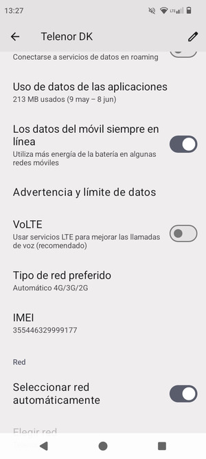 Desplácese y seleccione Tipo de red preferido