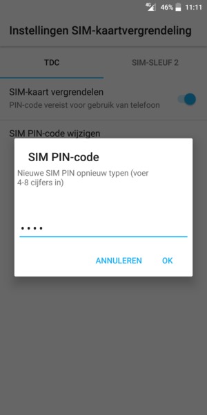 Bevestig uw nieuwe SIM PIN en selecteer OK