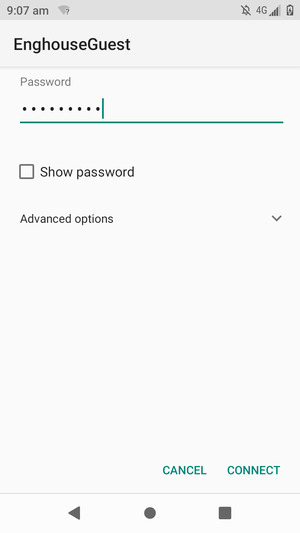 Enter the Wi-Fi password and select CONNECT