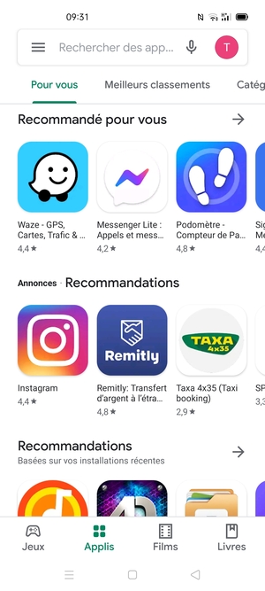 Sélectionnez la barre de Recherche
