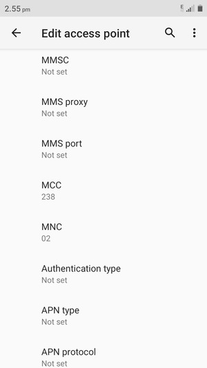 Scroll down and enter MMS information