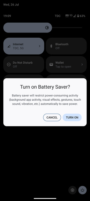 Select TURN ON