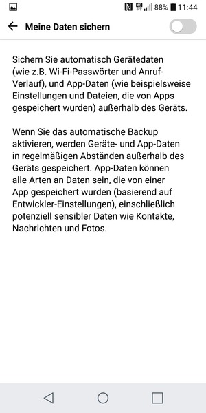 Schalten Sie Meine Daten sichern ein