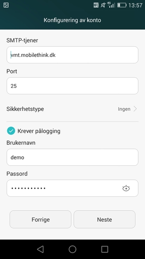 Skriv inn utgående serveradresse