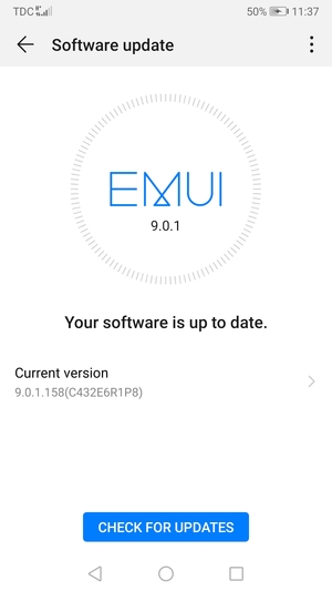 If your phone is up to date, you will see the following screen
