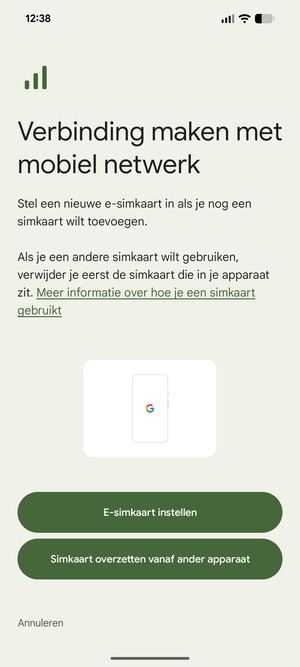Selecteer E-simkaart instellen