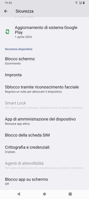 Per cambiare il PIN della scheda SIM, vai al menu Sicurezza e  seleziona Blocco della scheda SIM