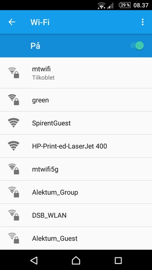 Du er nå koblet til Wi-Fi-nettverket