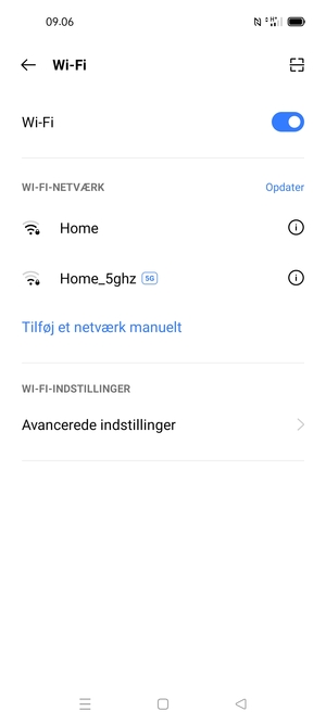 Vælg det trådløse netværk, du ønsker at oprette forbindelse til
