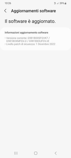 Se il tuo telefono è aggiornato, vedrai la seguente schermata