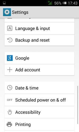 Return to the Settings menu and scroll to and select Google