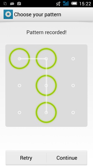 Draw an unlock pattern and select Continue