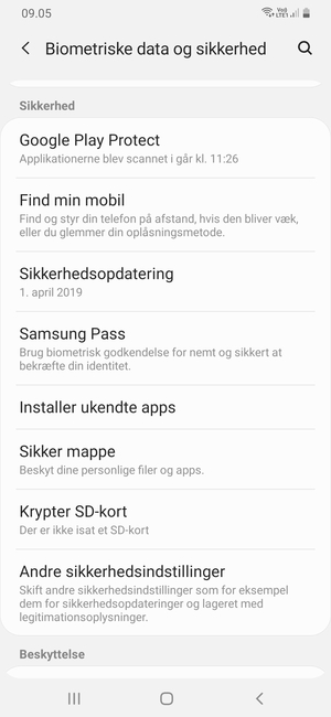 Scroll til og vælg Andre sikkerhedsindstillinger