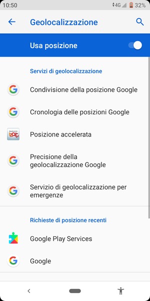 Disattiva Usa posizione