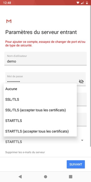 Sélectionnez Aucune puis SUIVANT