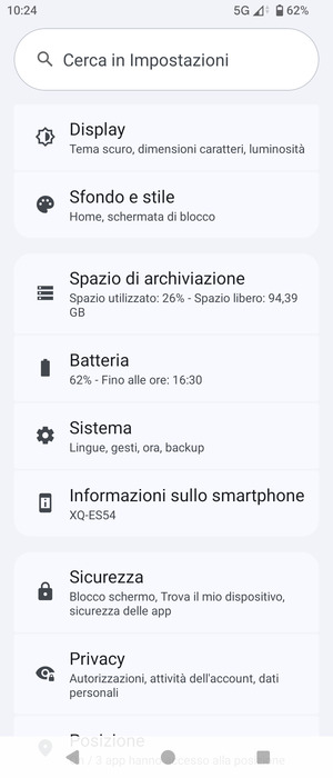 Scorri e seleziona Sistema
