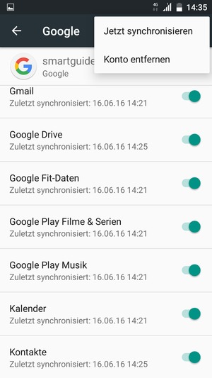 Wählen Sie Jetzt synchronisieren