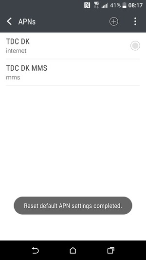 Your phone will reset to default Internet and MMS settings.