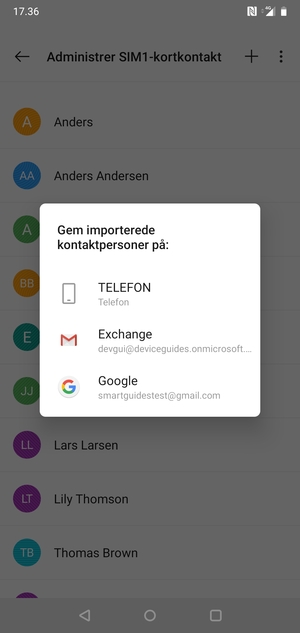 Vælg din Google konto