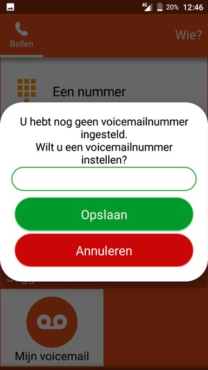 Voer Voicemailnummer in en selecteer Opslaan