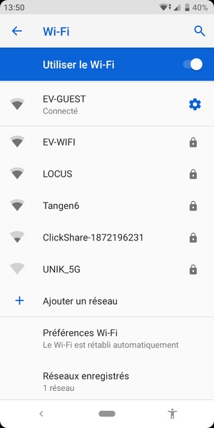 Vous êtes maintenant connecté au réseau Wi-Fi