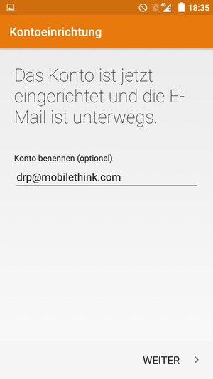 Geben Sie Ihrem Konto einen Namen und wählen Sie WEITER