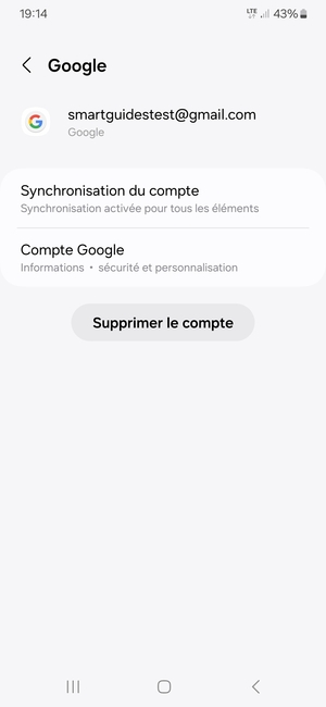 Sélectionnez Synchronisation du compte