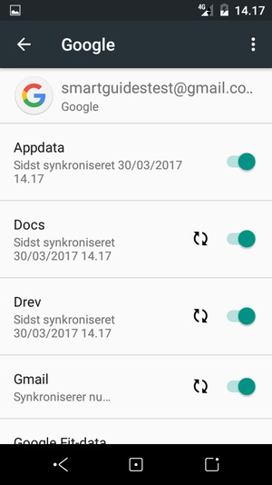 Dine oplysninger vil blive synkroniseret