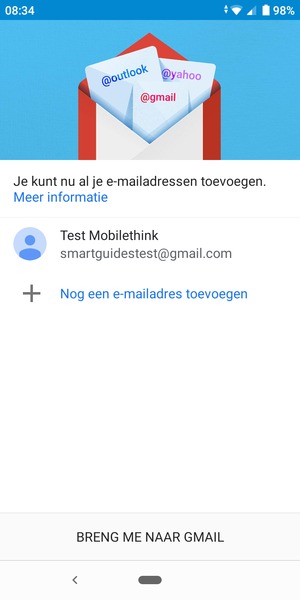Selecteer BRENG ME NAAR GMAIL
