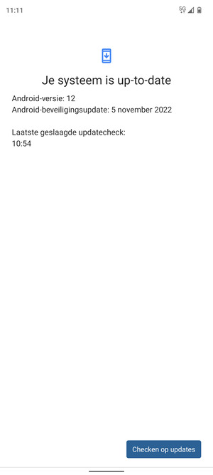 Als uw telefoon up-to-date is, zult u het volgende scherm zien